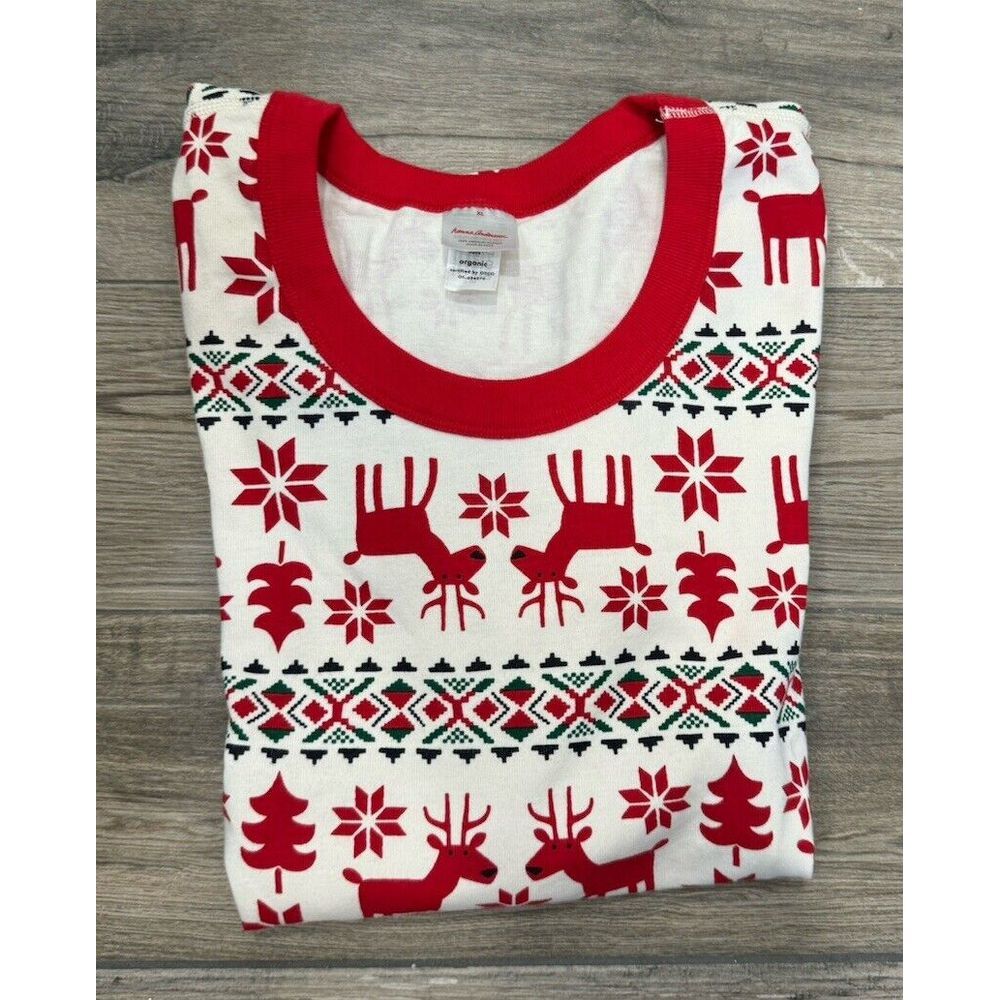 Hanna Andersson Women's Organic Cotton Pajama Top Size XL Dear Deer Christmas - Picture 1 of 5